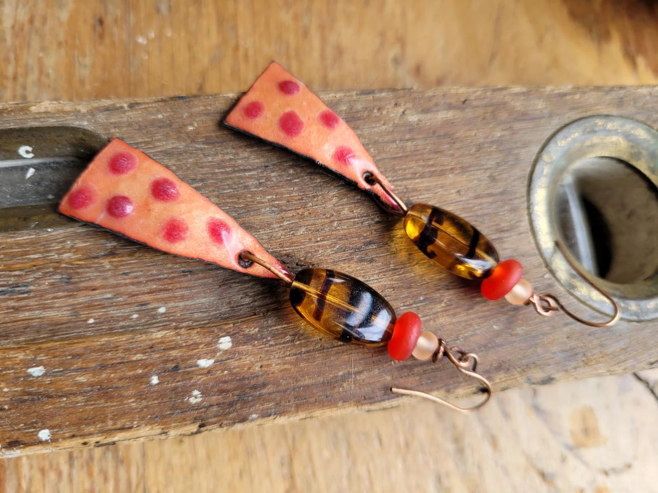 Splendid retro enamel charms for these baroque style earrings.. – photo 6